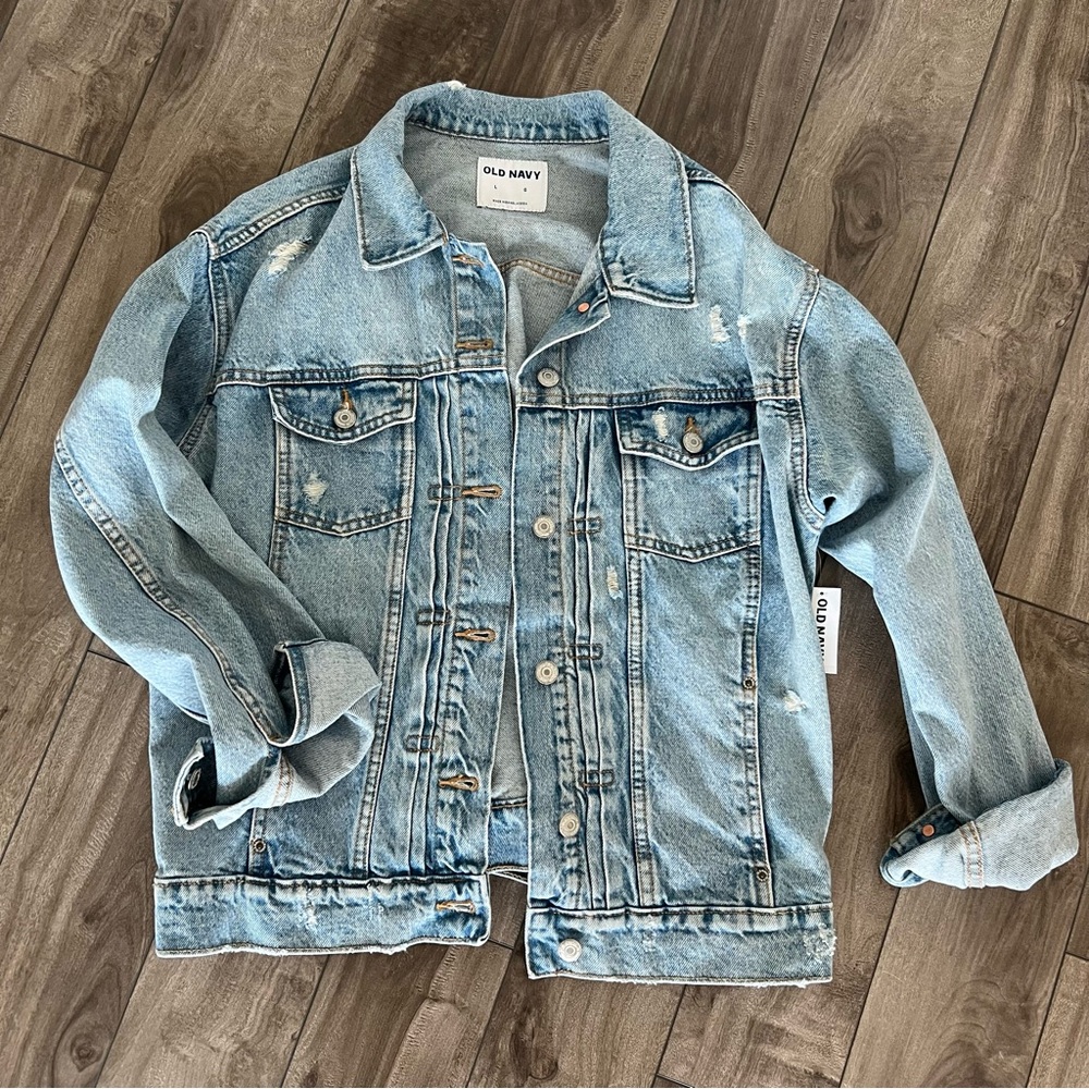 Old Navy Distressed Denim Jacket - size L